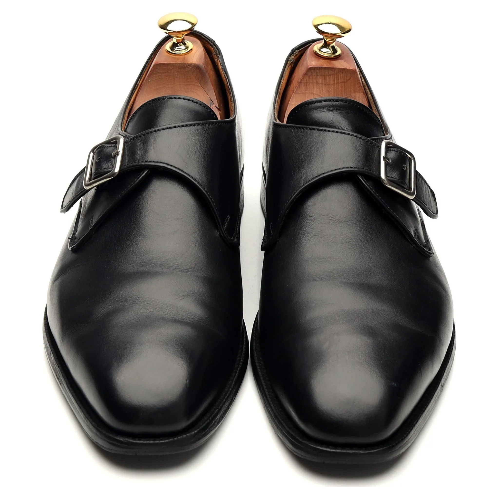 'Mayfair' Black Leather Monk Strap UK 9