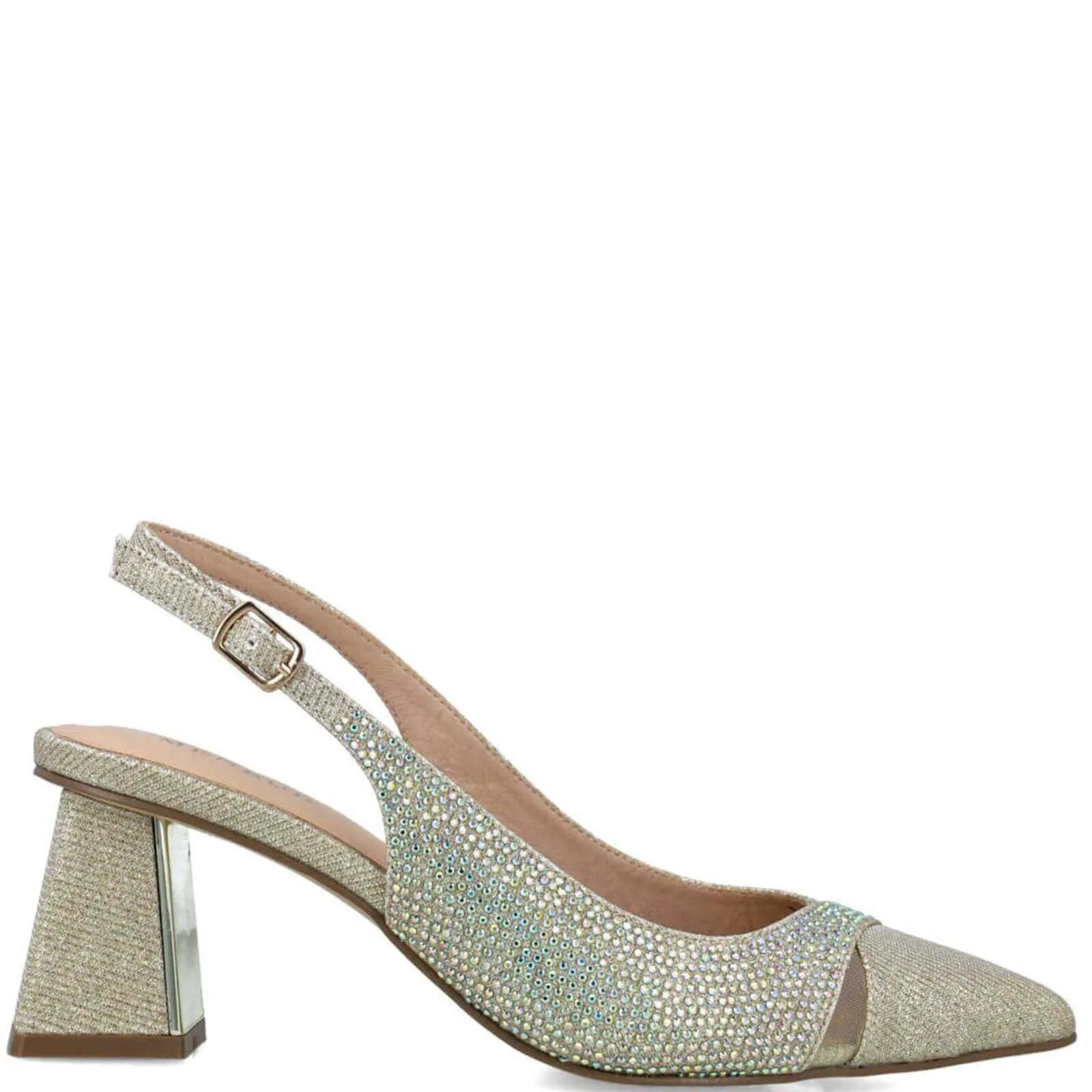 Menbur Gold Sparkly Sling Back Shoes