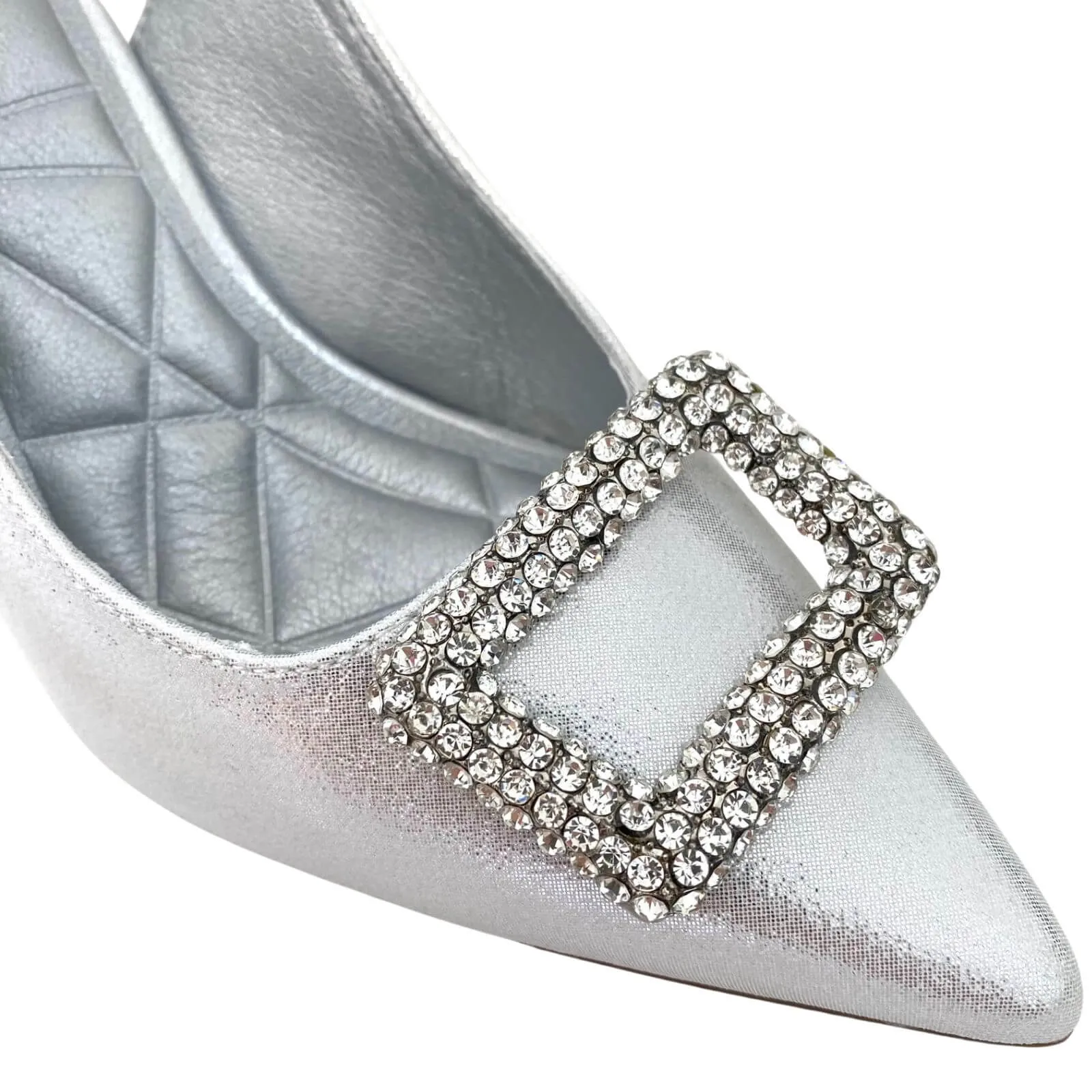 Menbur Silver Sling Back Heeled Shoes