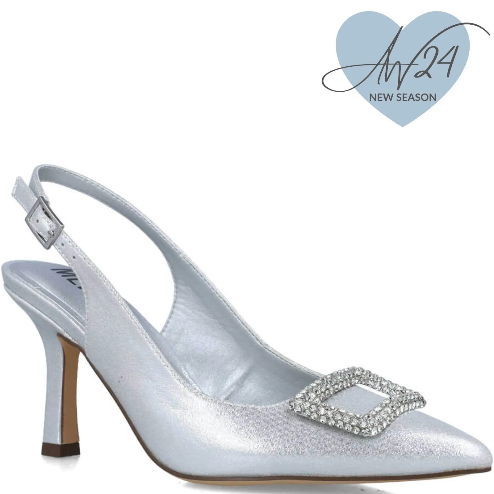 Menbur Silver Sling Back Heeled Shoes