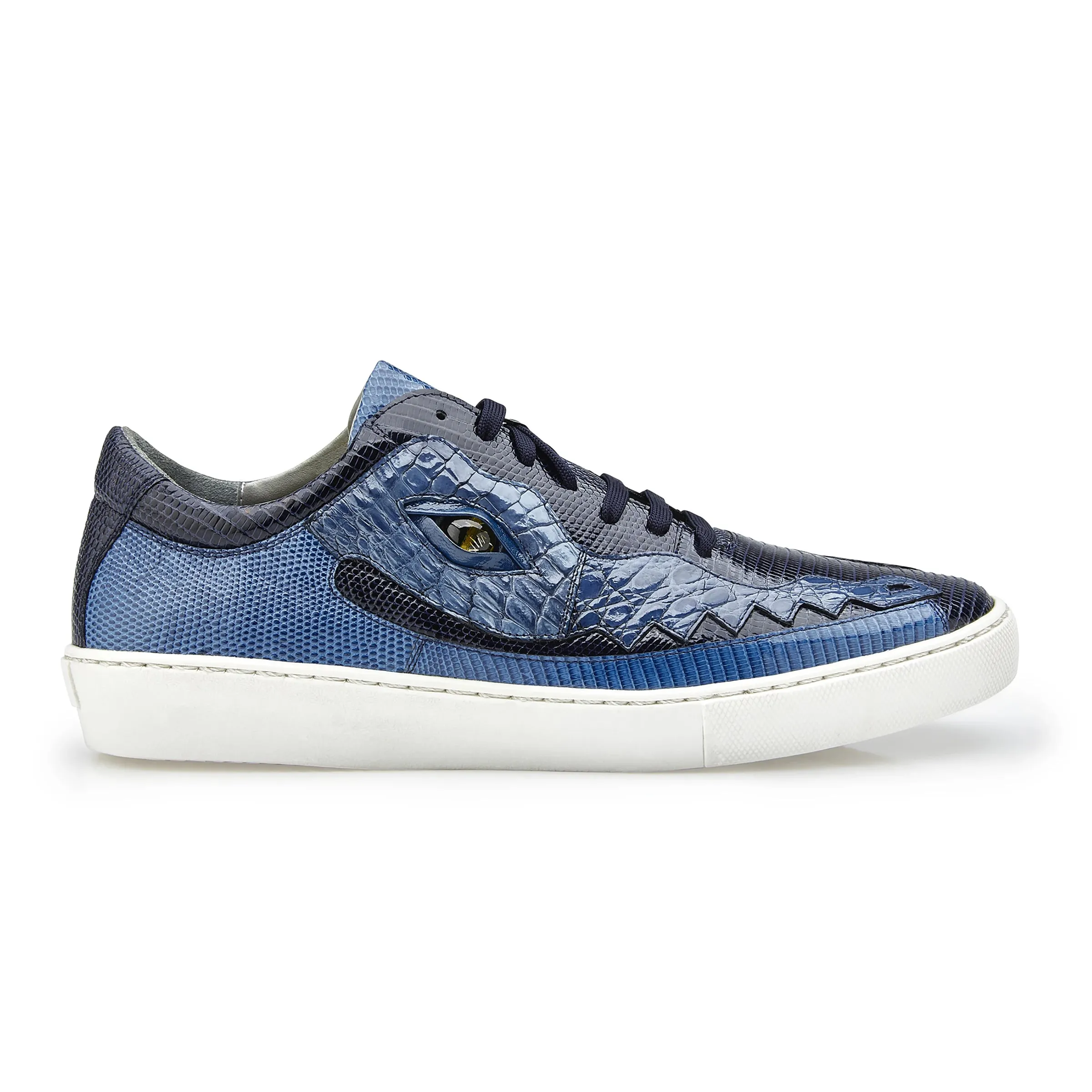 Mens Belvedere Corona Caiman & Lizard Sneaker in Black & Red