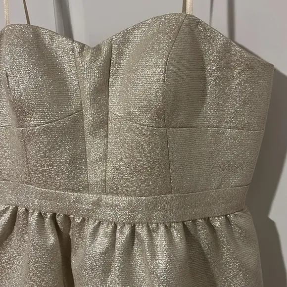 Metallic Strapless Cocktail Dress Aidan By Aidan Mattox Gold and Black