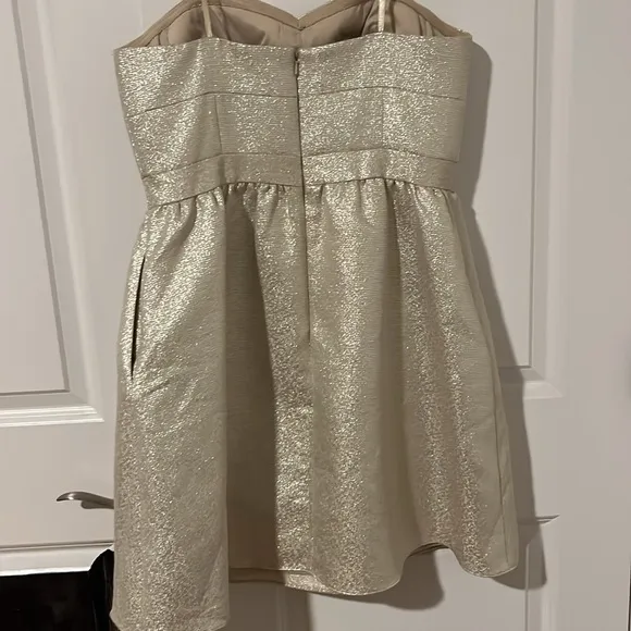 Metallic Strapless Cocktail Dress Aidan By Aidan Mattox Gold and Black