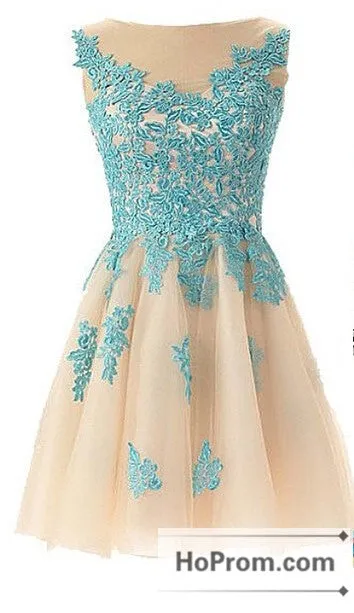 Mint Lace Sheer Short Prom Dresses Homecoming Dresses