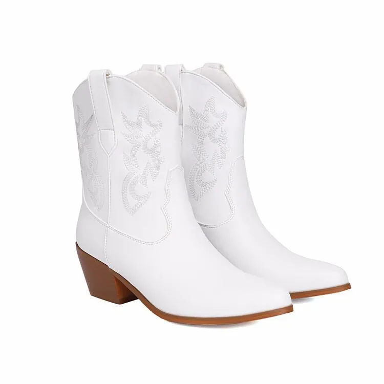 Mirror Patent Leather Embroidery Boots