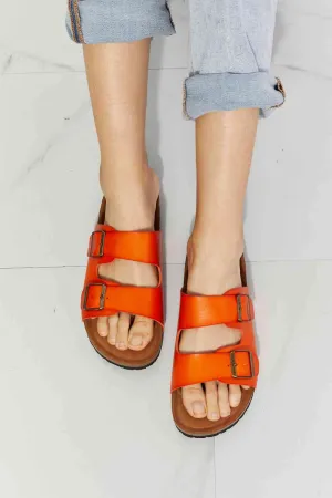 MMShoes Feeling Alive Double Banded Slide Sandals in Orange