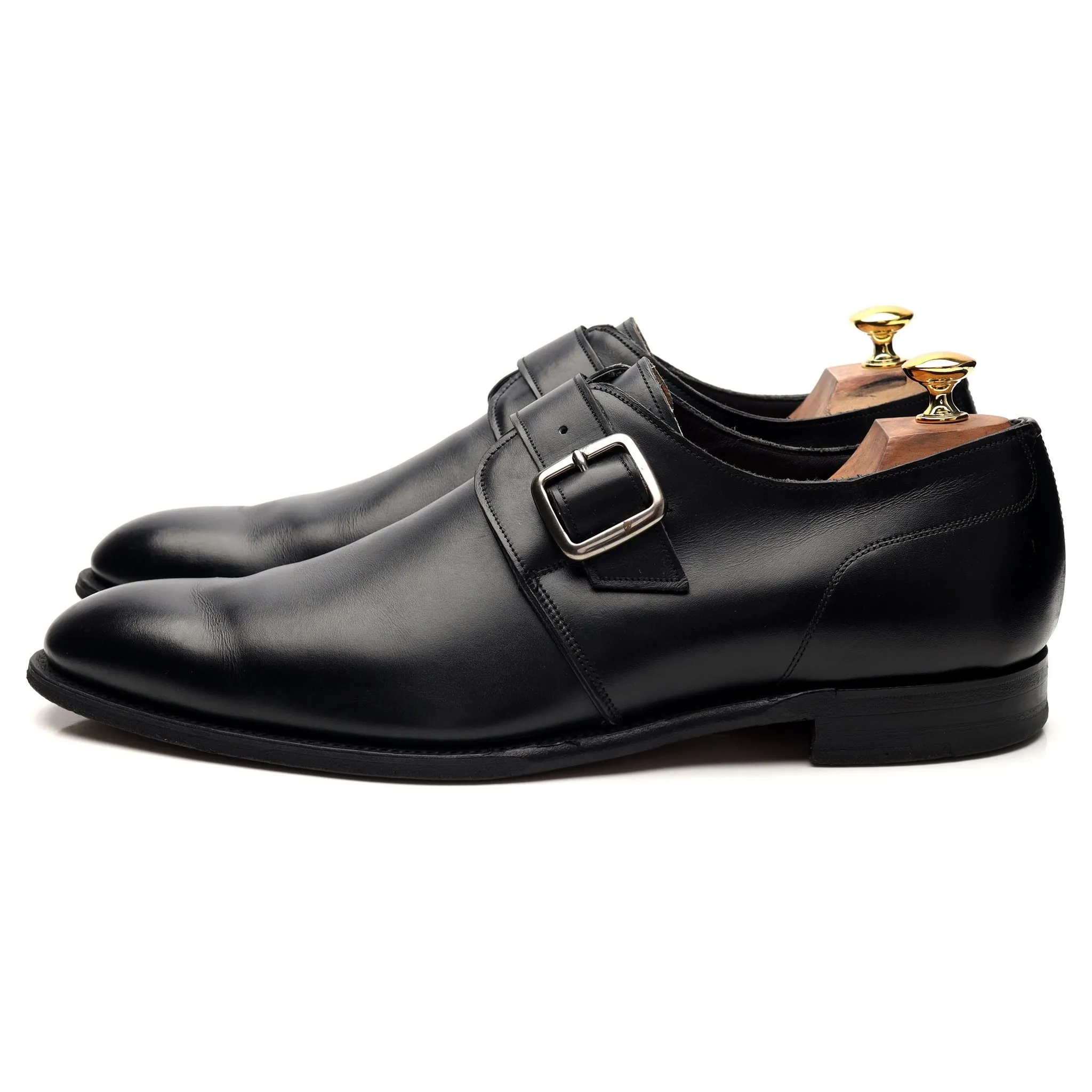 'Moorgate' Black Leather Monk Strap UK 11 F