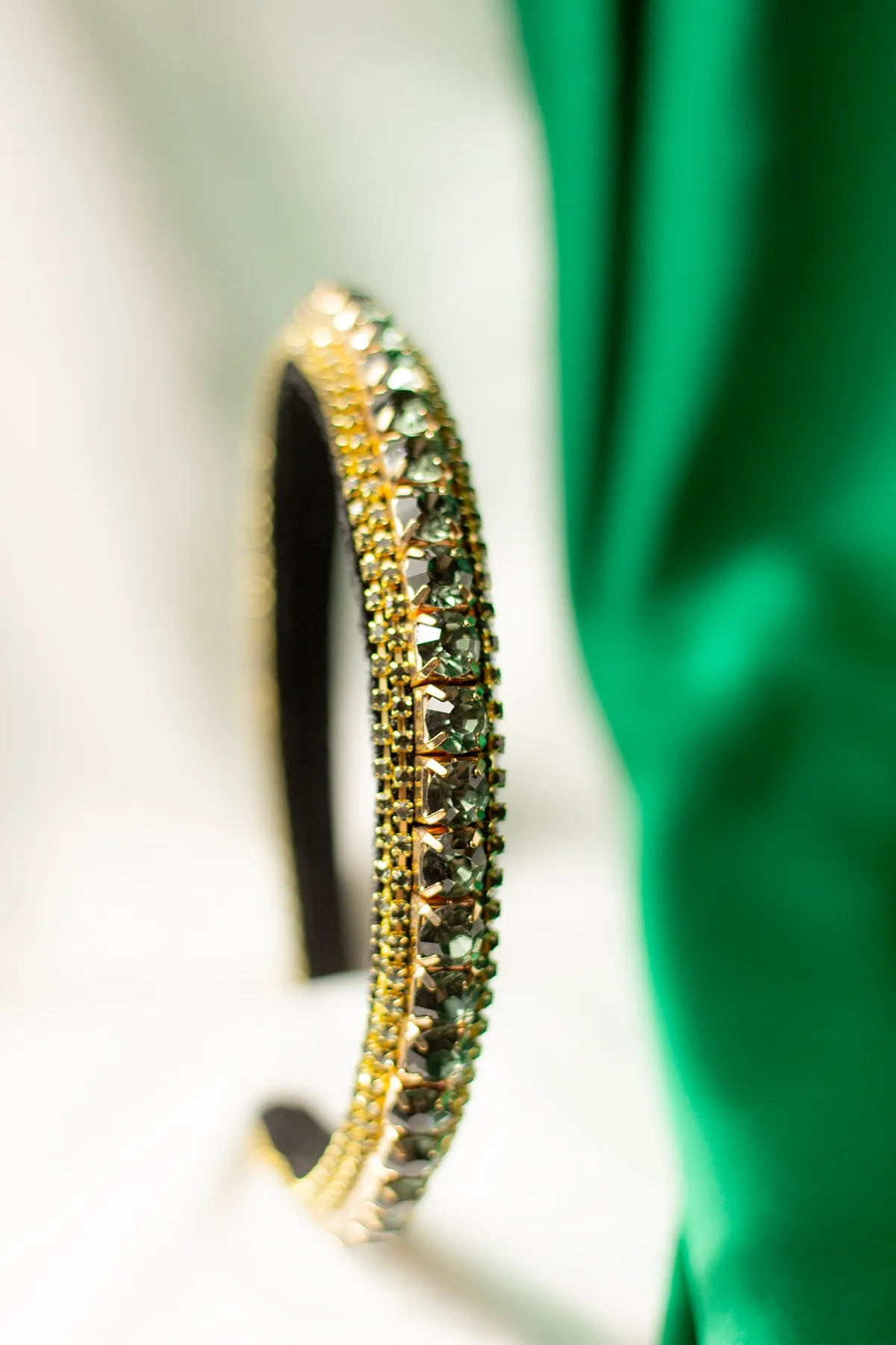 Narrow Gem Top Square Diamante Headband