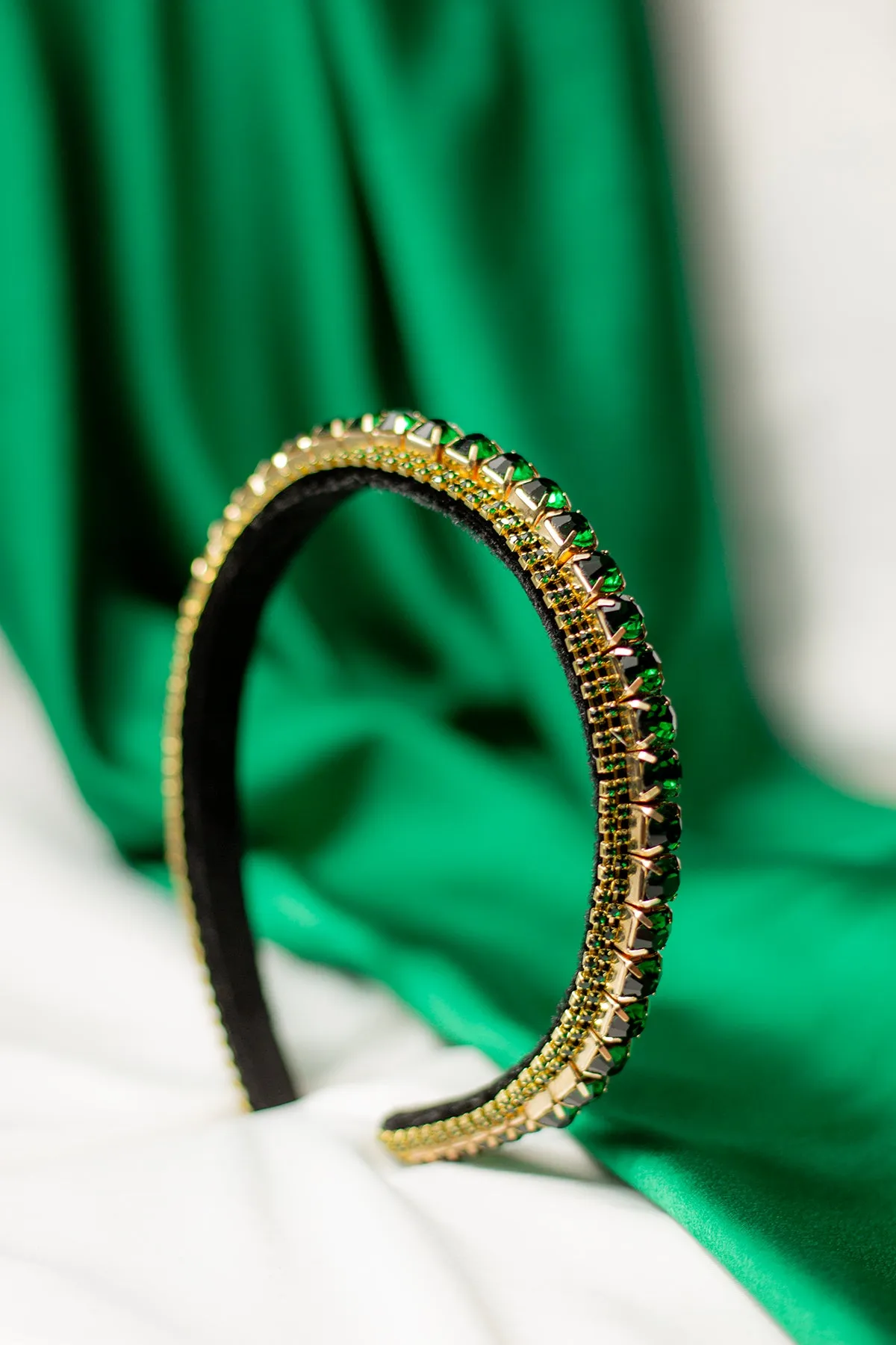 Narrow Gem Top Square Diamante Headband