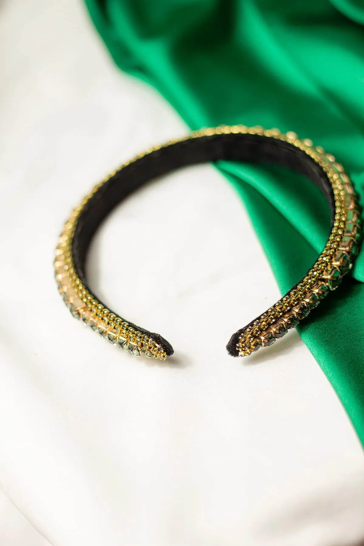 Narrow Gem Top Square Diamante Headband