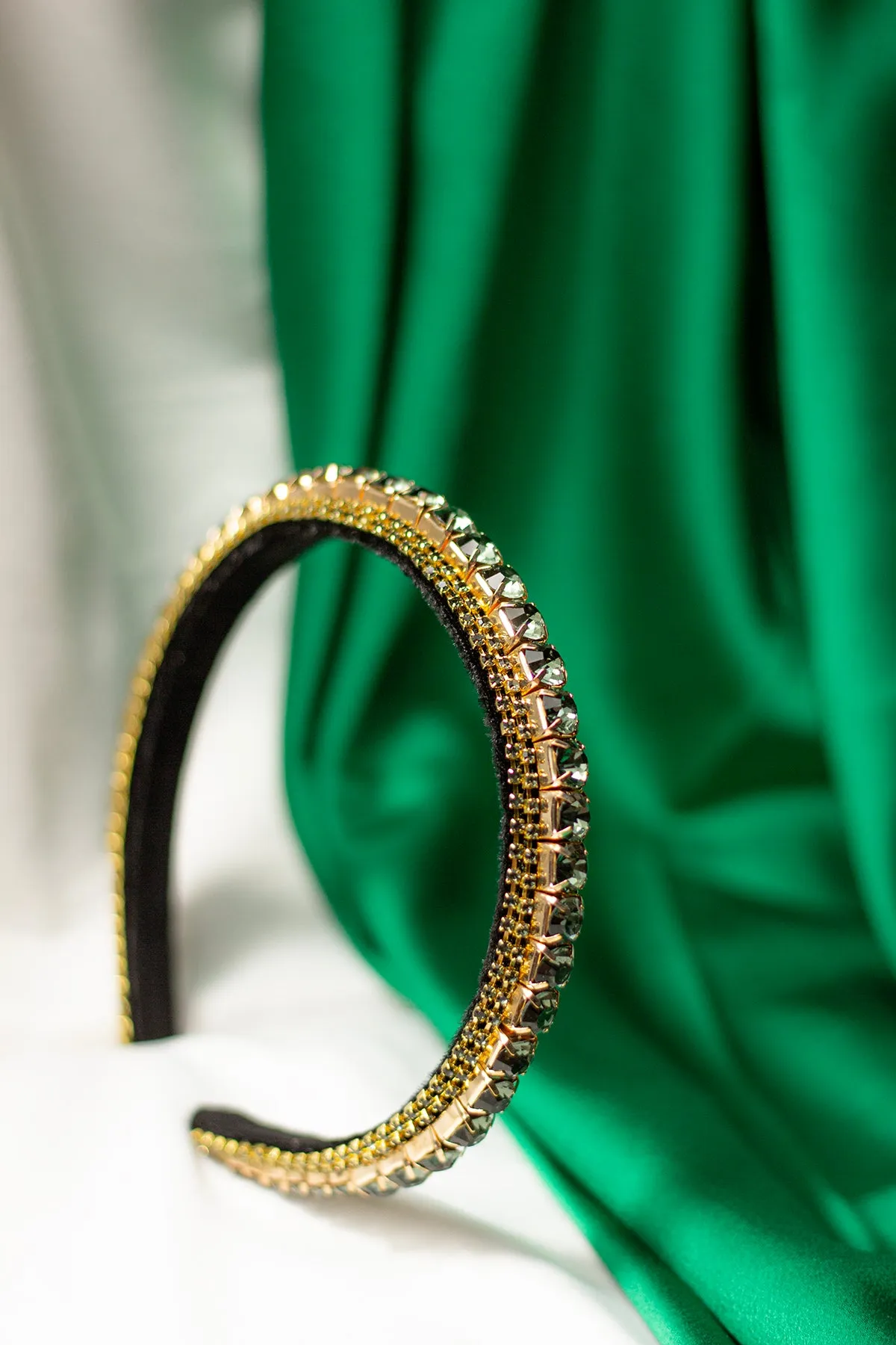 Narrow Gem Top Square Diamante Headband
