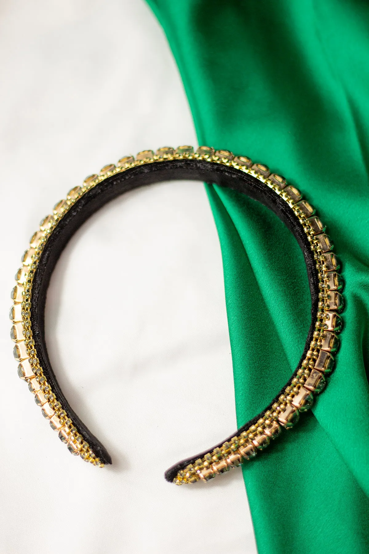Narrow Gem Top Square Diamante Headband