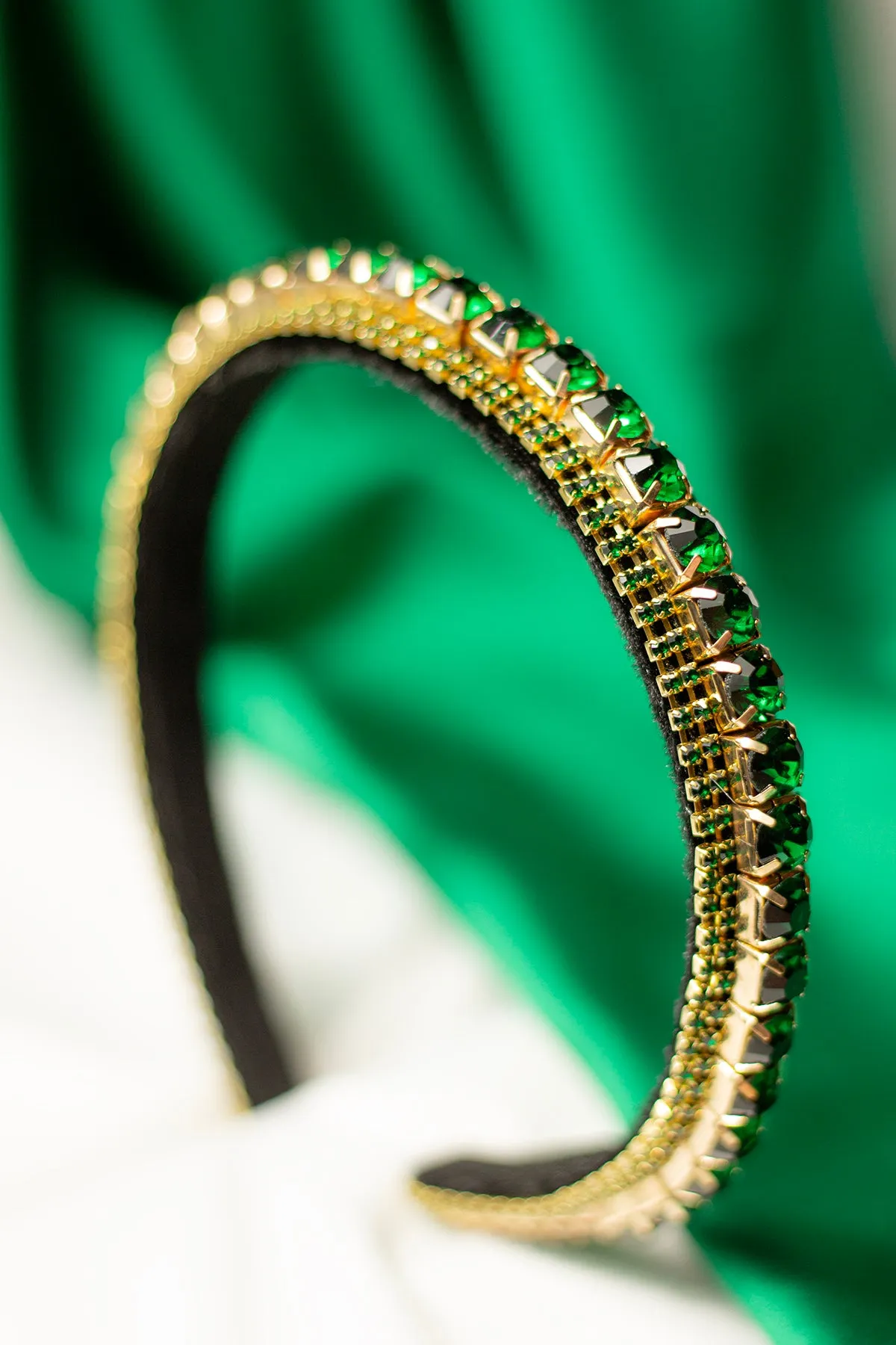 Narrow Gem Top Square Diamante Headband