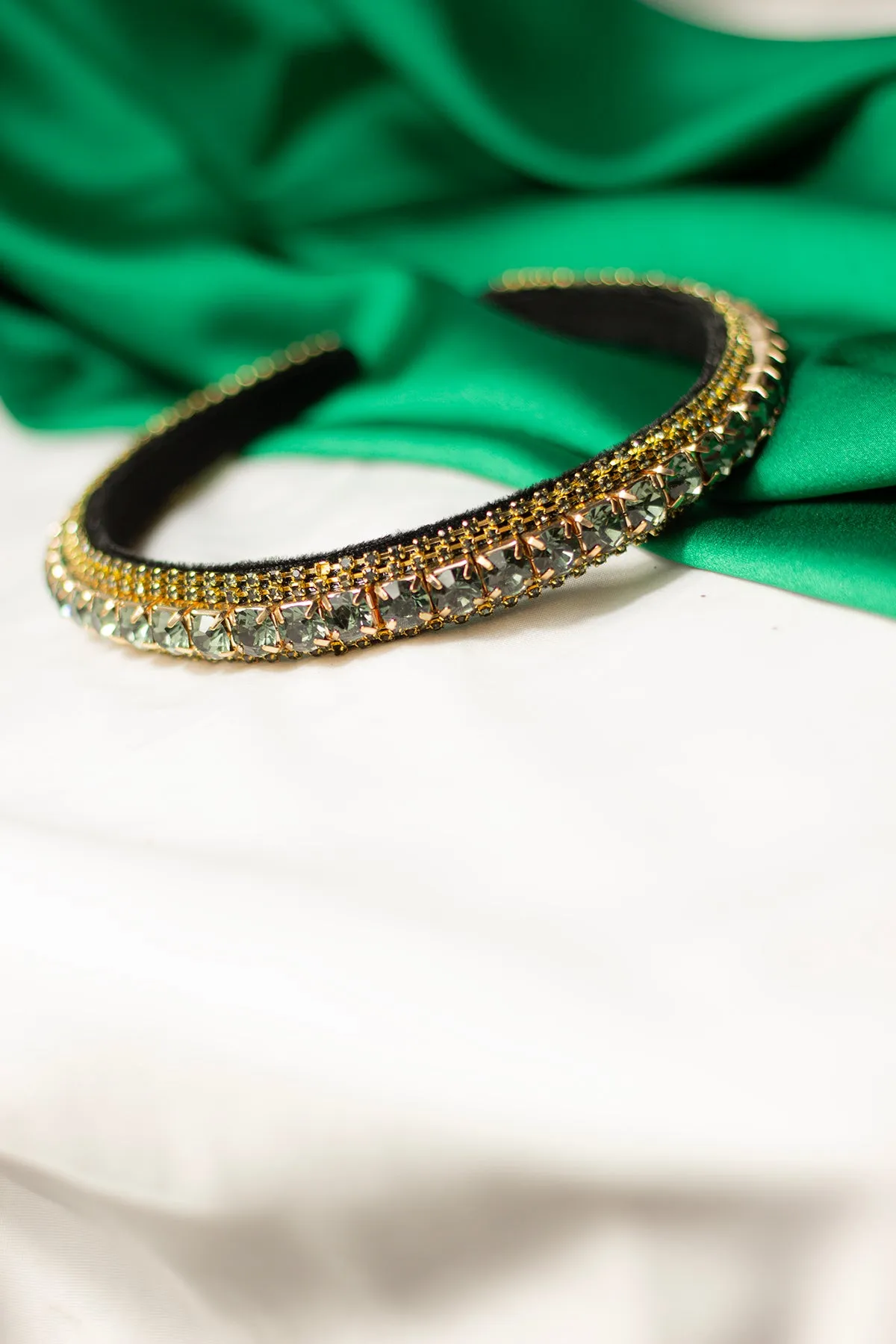 Narrow Gem Top Square Diamante Headband