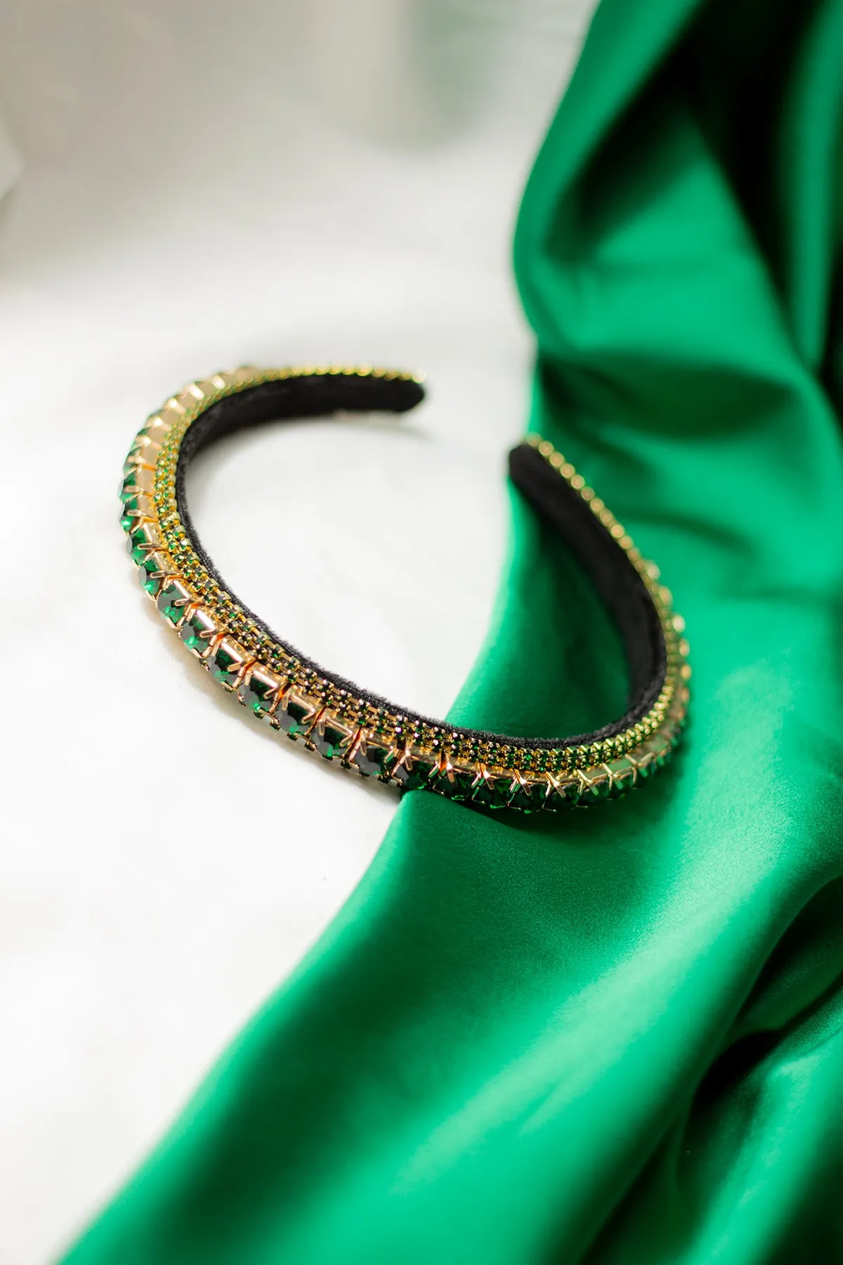 Narrow Gem Top Square Diamante Headband