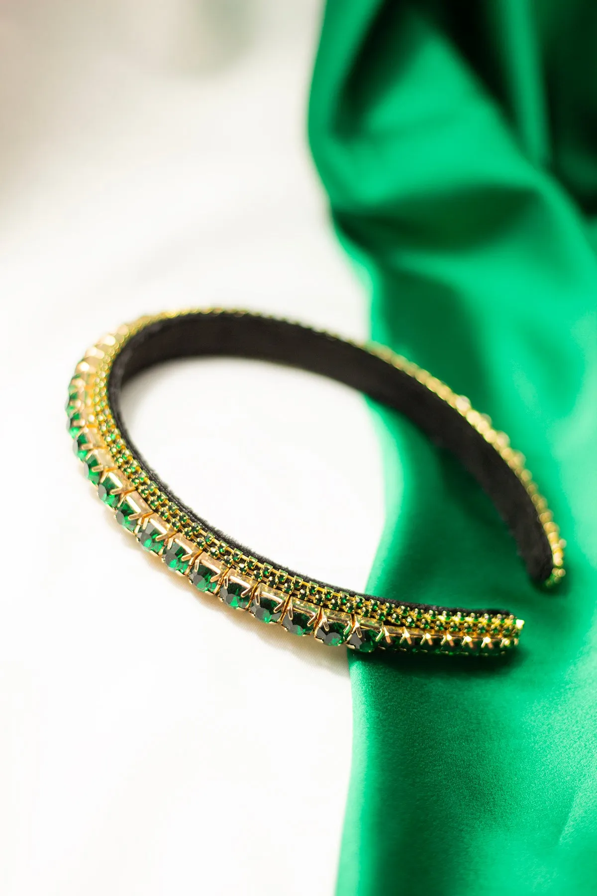 Narrow Gem Top Square Diamante Headband