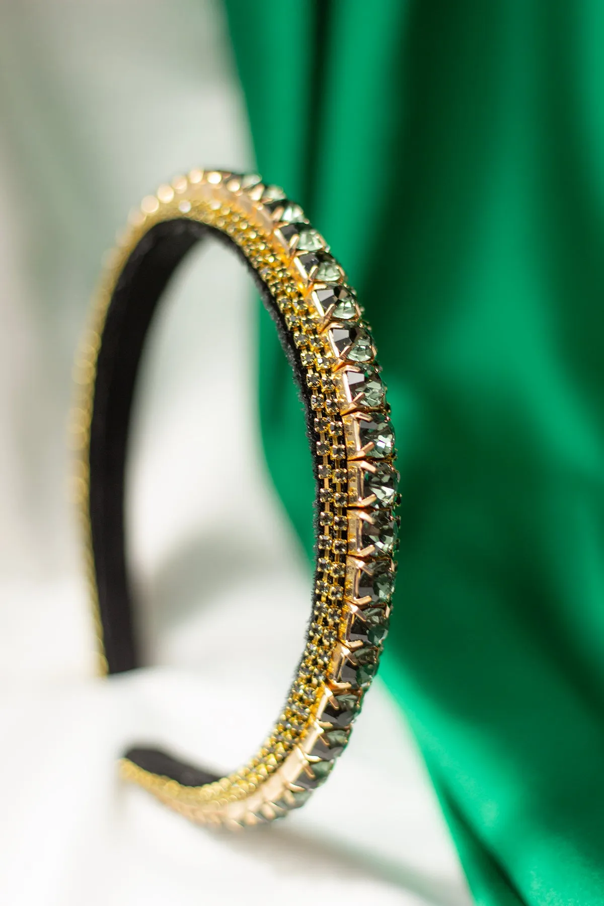 Narrow Gem Top Square Diamante Headband