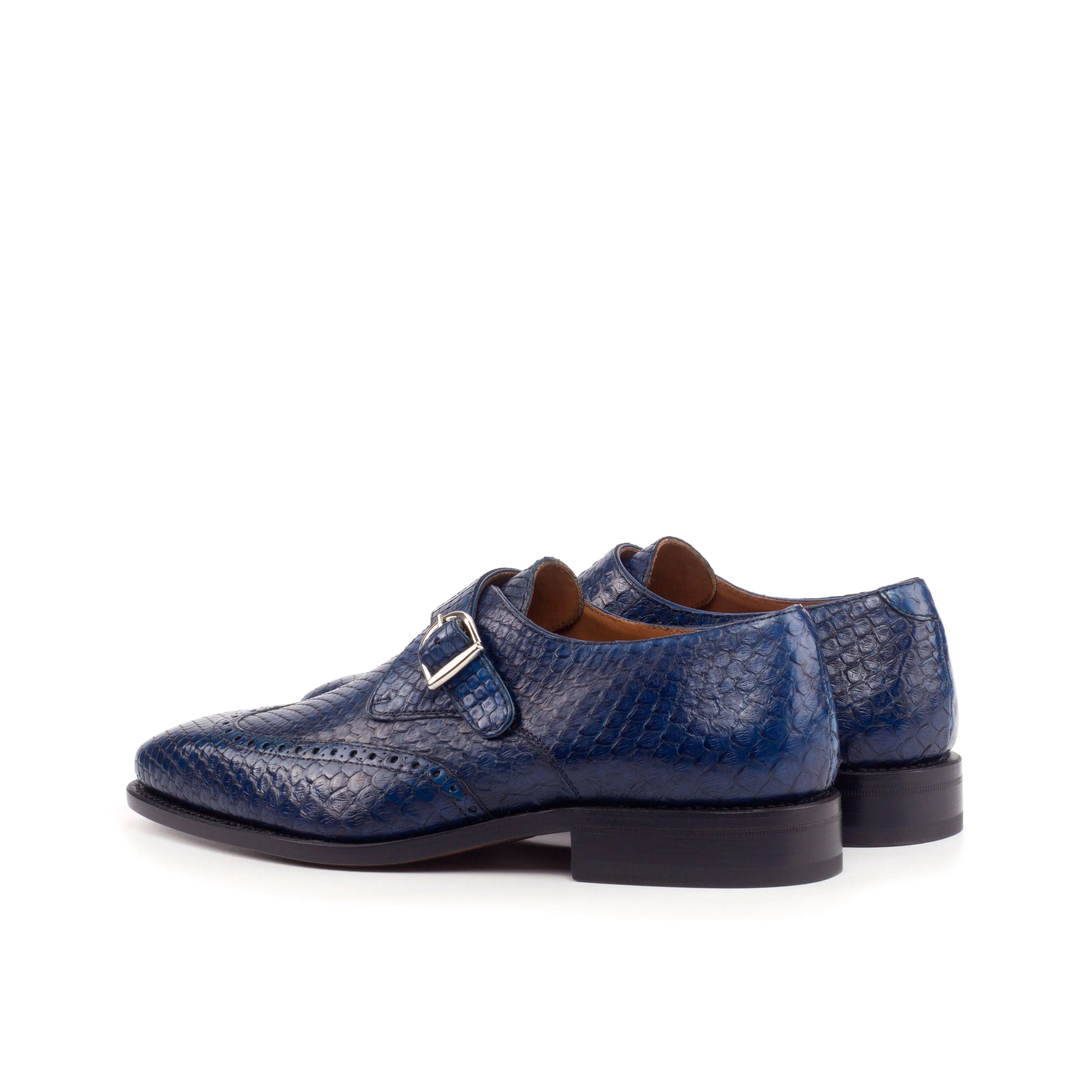 Navy Python Single Monk Shoes