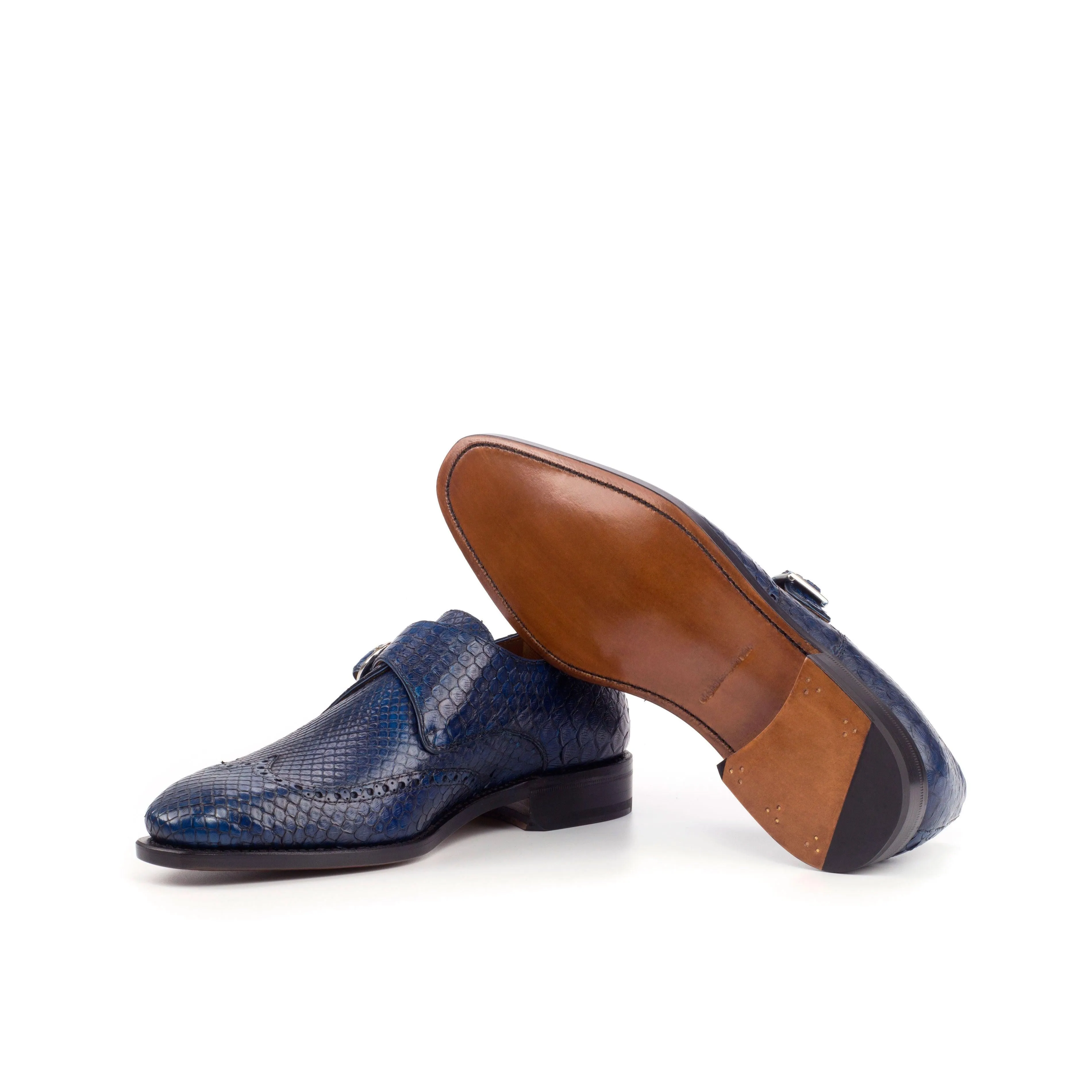 Navy Python Single Monk Shoes