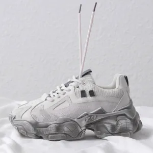 New Genuine Leather Chunky Sneakers Women Plus Size 35-42 Platform Shoes Woman Distressed Sneakers Ladies Basket Femme