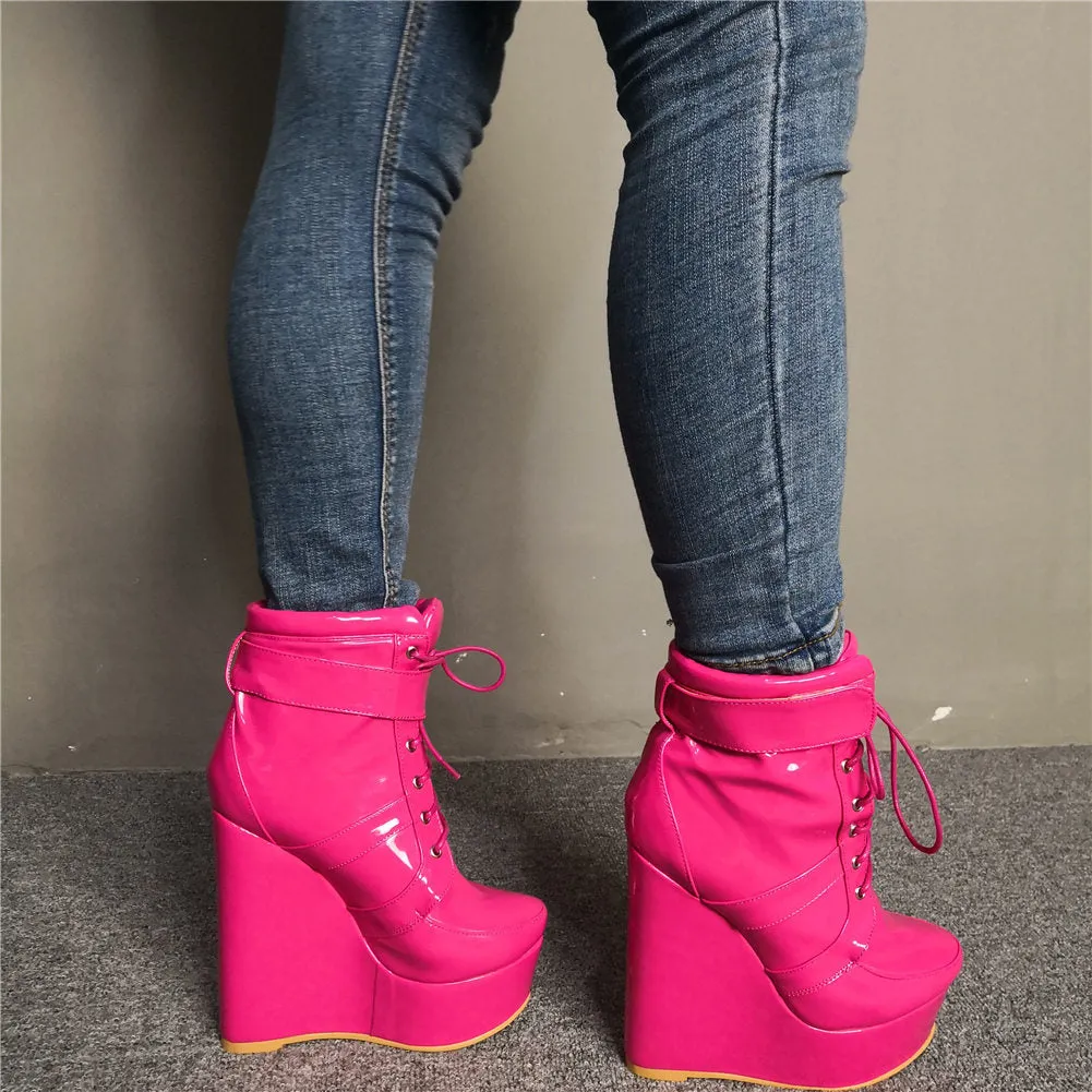 New Plus Size 47 Autumn Winter Ankle Boots Shoes Woman Platform Sexy High Heels Wedges Shoes Women Boots