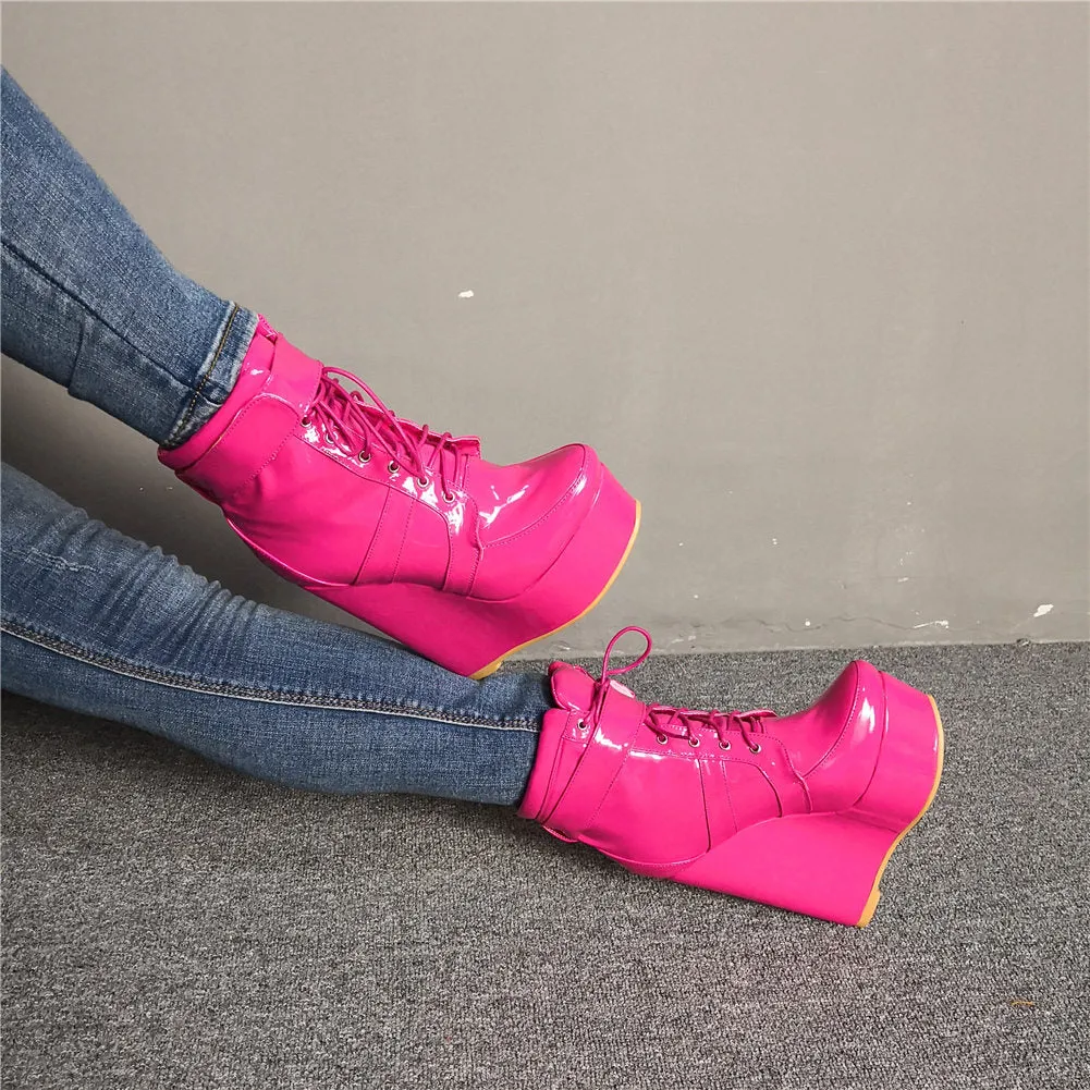 New Plus Size 47 Autumn Winter Ankle Boots Shoes Woman Platform Sexy High Heels Wedges Shoes Women Boots