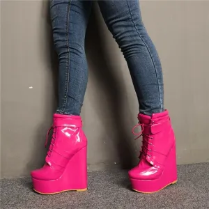 New Plus Size 47 Autumn Winter Ankle Boots Shoes Woman Platform Sexy High Heels Wedges Shoes Women Boots