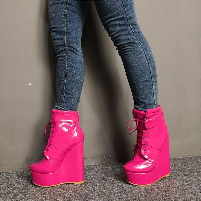 New Plus Size 47 Autumn Winter Ankle Boots Shoes Woman Platform Sexy High Heels Wedges Shoes Women Boots