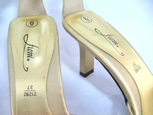 New Y2K Fioni Womens Shoes Gold Sandals Heels Ankle Strap Open Toe 6 Glam Fairy