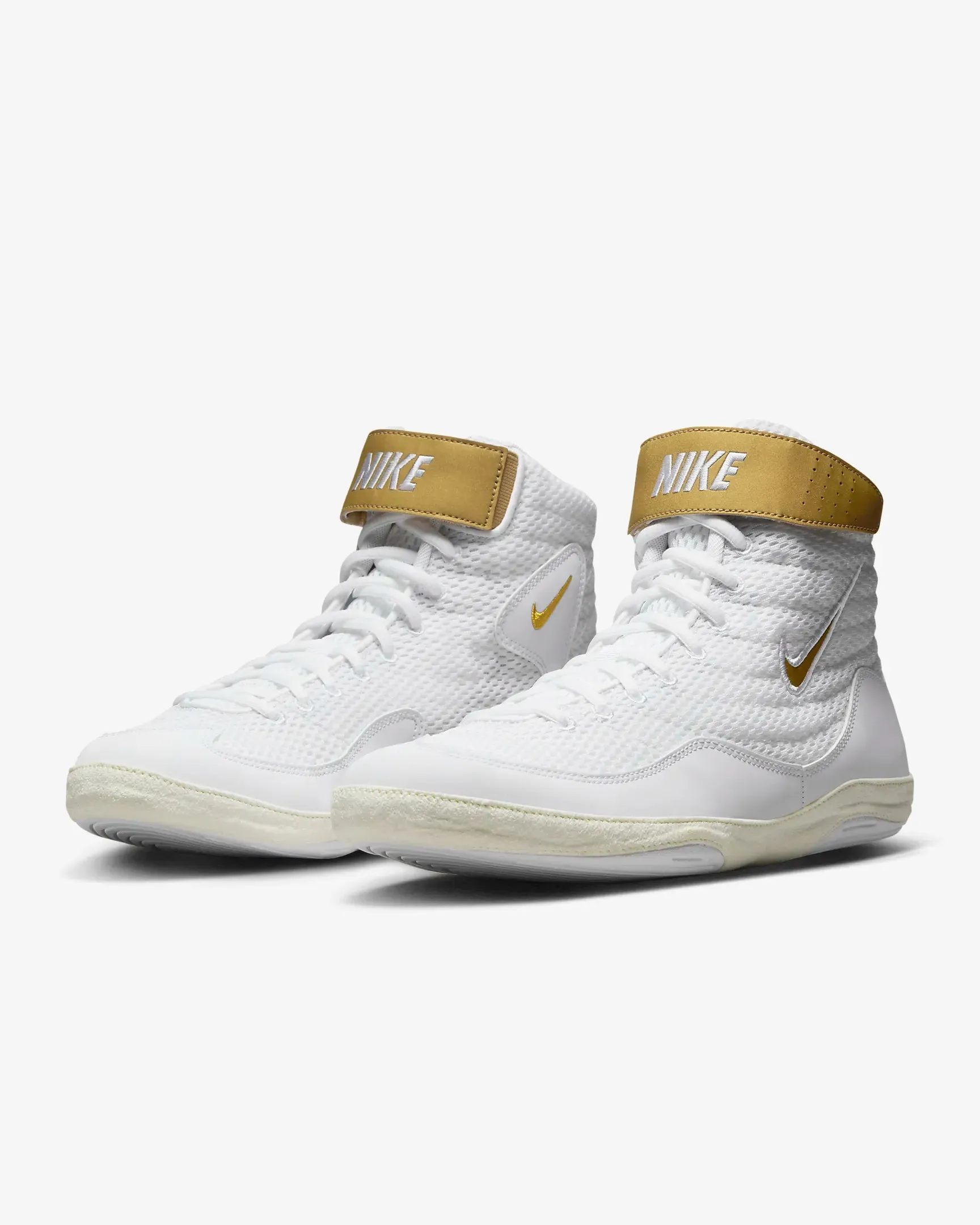 Nike Inflict 3 Wrestling Shoes Boot White/Gold Limited Edition