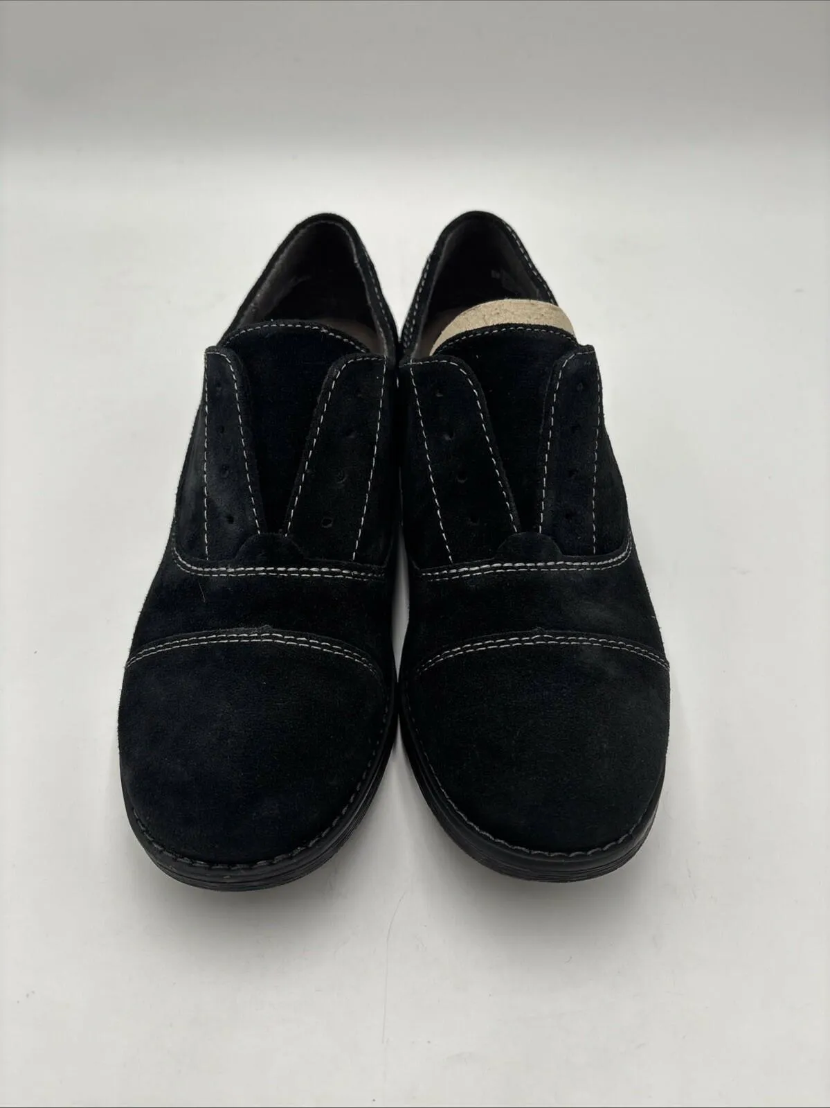NWOB EuroSoft Tanya Women's Laceless Suede Oxfords Shoes Black Size 8M