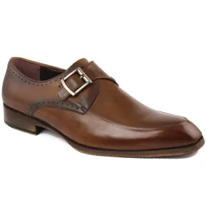 Obeeze Handmade Brown Single Monk Strap Shoes
