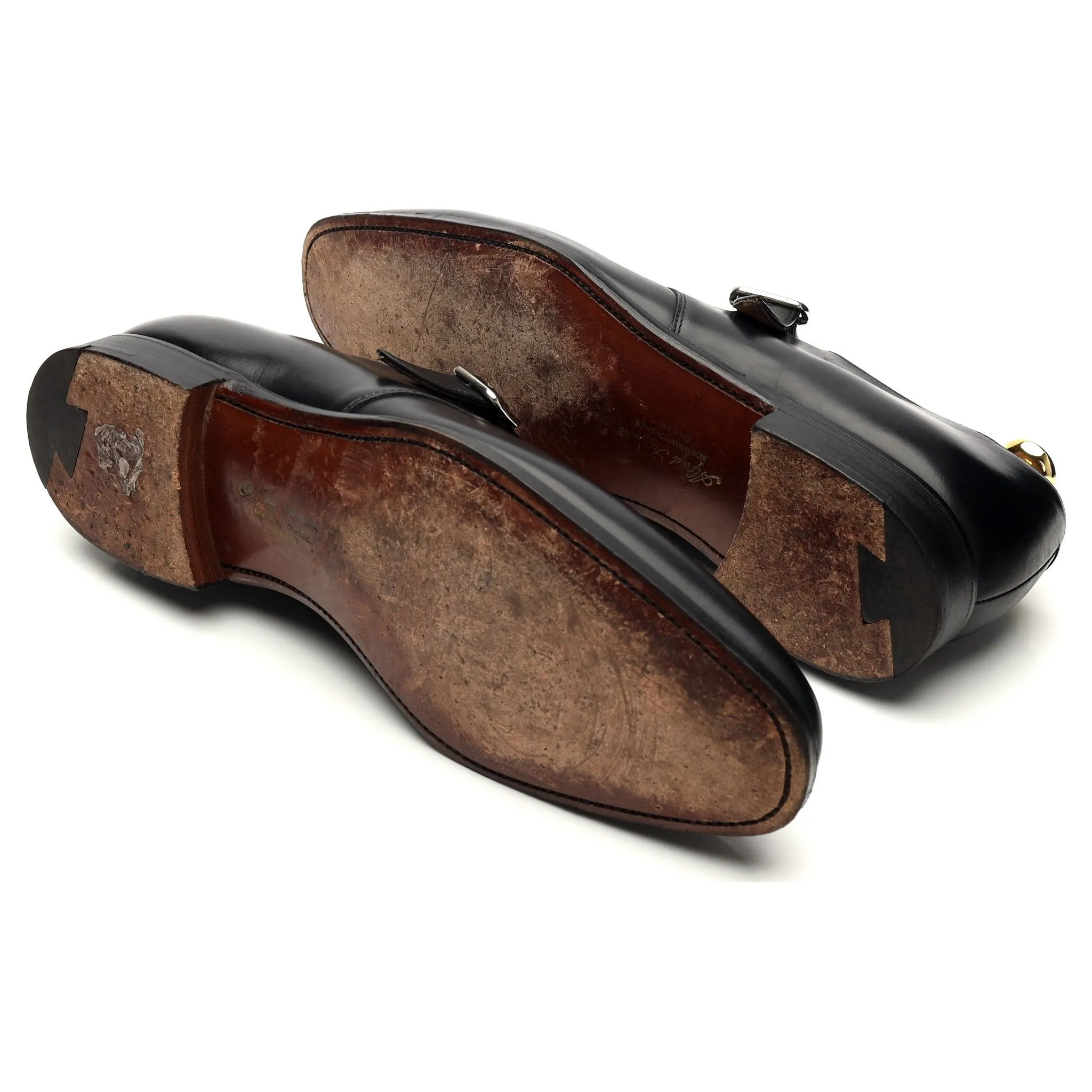 'Orford' Black Leather Monk Strap UK 11 F