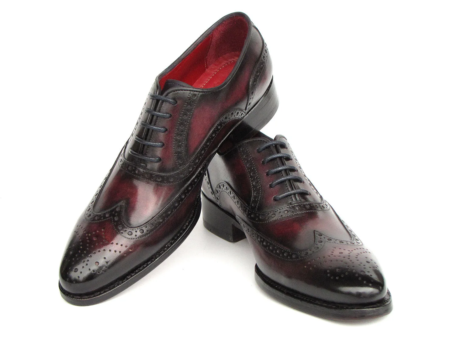 Paul Parkman Bordeaux Burnished Goodyear Welted Wingtip Oxford Shoes