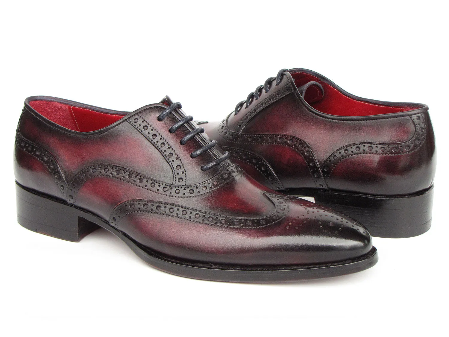 Paul Parkman Bordeaux Burnished Goodyear Welted Wingtip Oxford Shoes