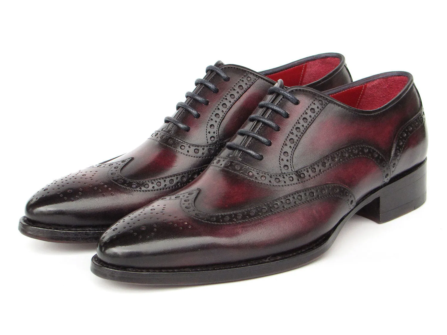 Paul Parkman Bordeaux Burnished Goodyear Welted Wingtip Oxford Shoes