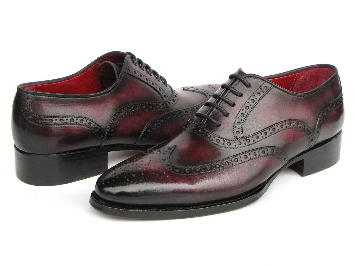 Paul Parkman Bordeaux Burnished Goodyear Welted Wingtip Oxford Shoes