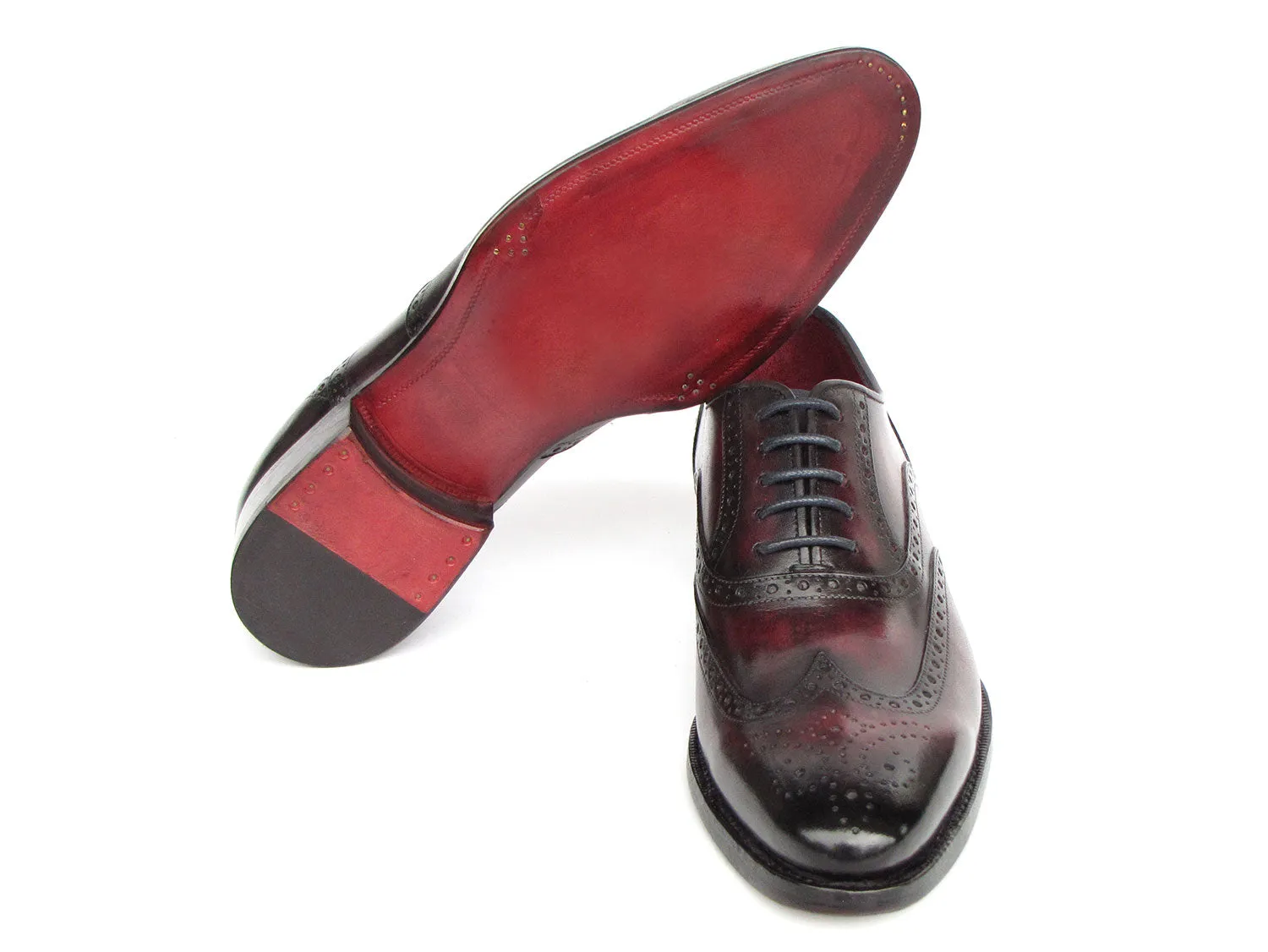 Paul Parkman Bordeaux Burnished Goodyear Welted Wingtip Oxford Shoes