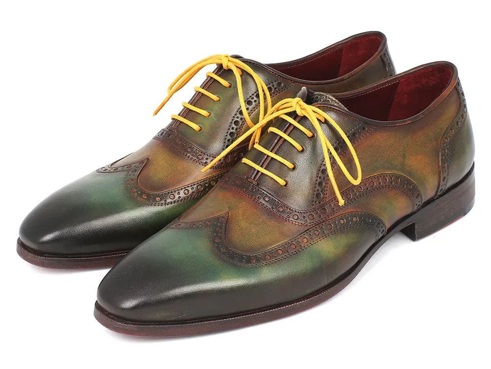 Paul Parkman Green Handpainted Wingtip Oxfords