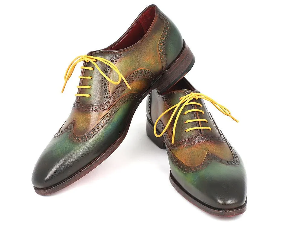 Paul Parkman Green Handpainted Wingtip Oxfords
