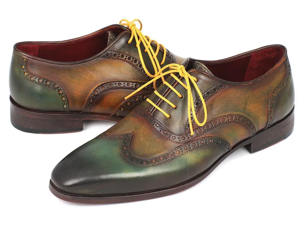 Paul Parkman Green Handpainted Wingtip Oxfords