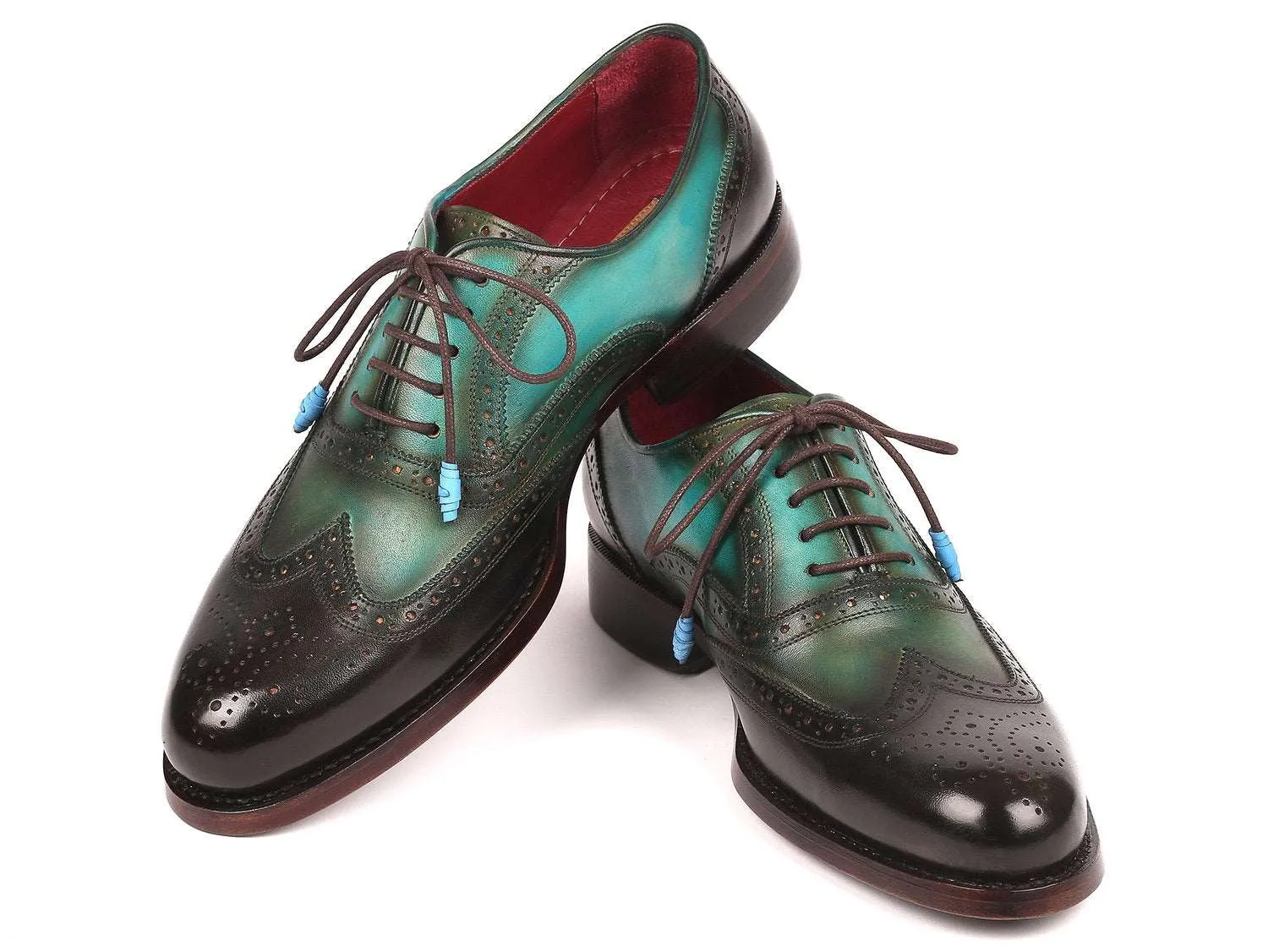 Paul Parkman Handmade Brown & Green Wingtip Oxfords