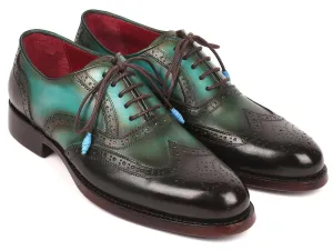 Paul Parkman Handmade Brown & Green Wingtip Oxfords