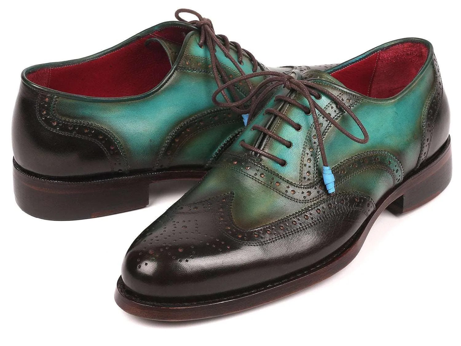 Paul Parkman Handmade Brown & Green Wingtip Oxfords