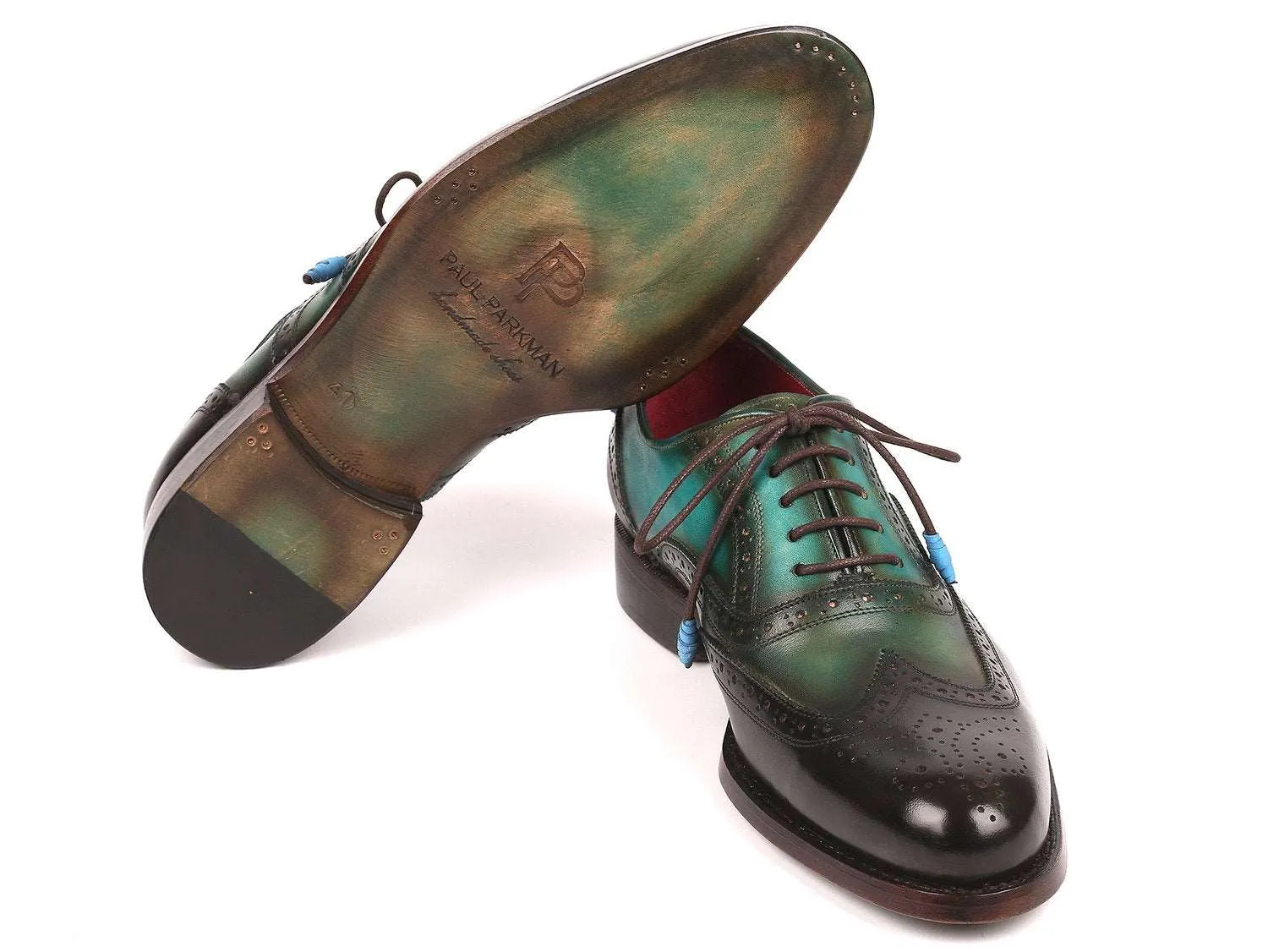Paul Parkman Handmade Brown & Green Wingtip Oxfords