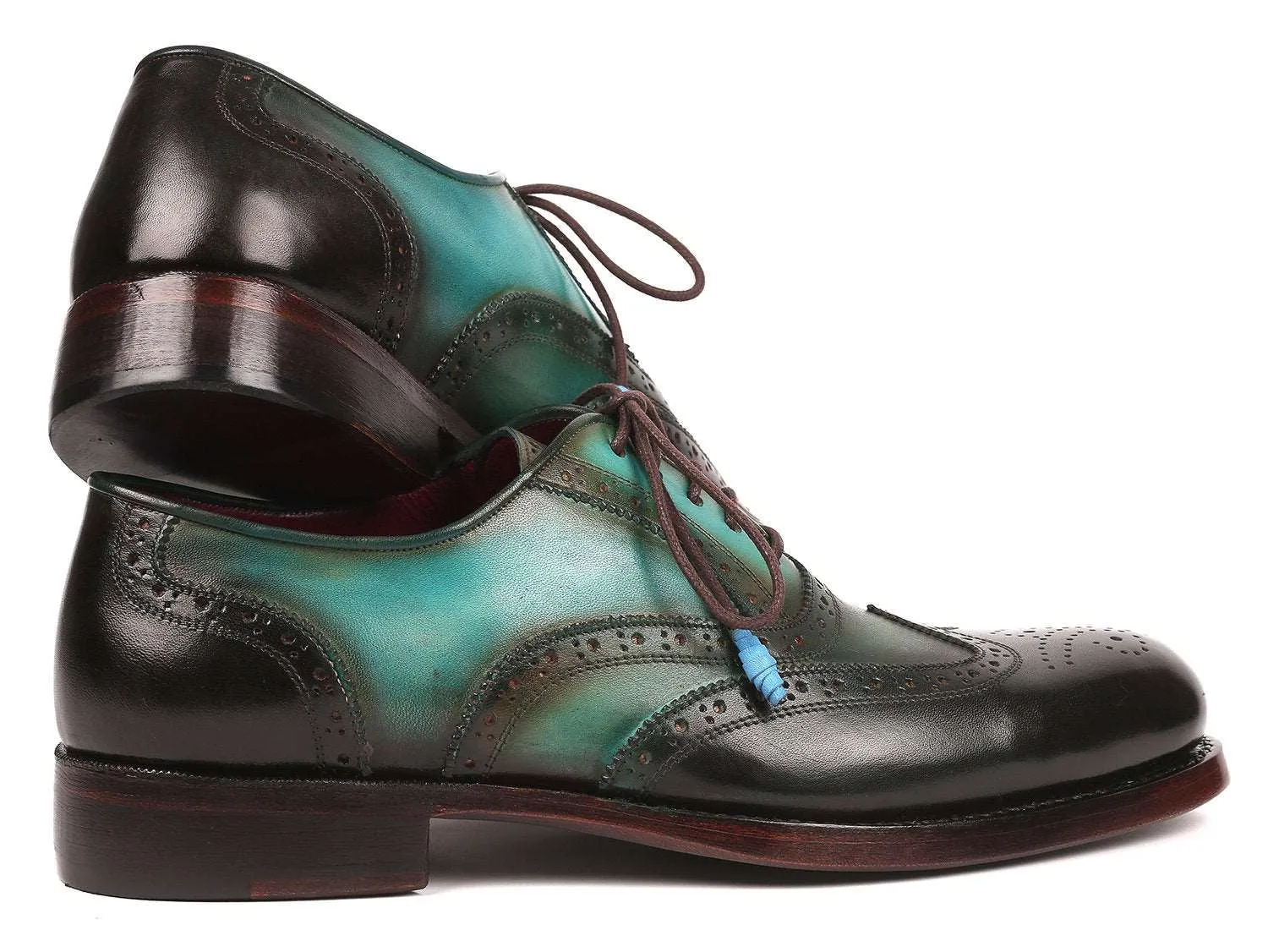Paul Parkman Handmade Brown & Green Wingtip Oxfords