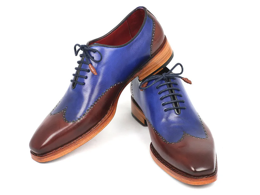 Paul Parkman Men's Goodyear Welted Wingtip Oxfords in Blue & Brown