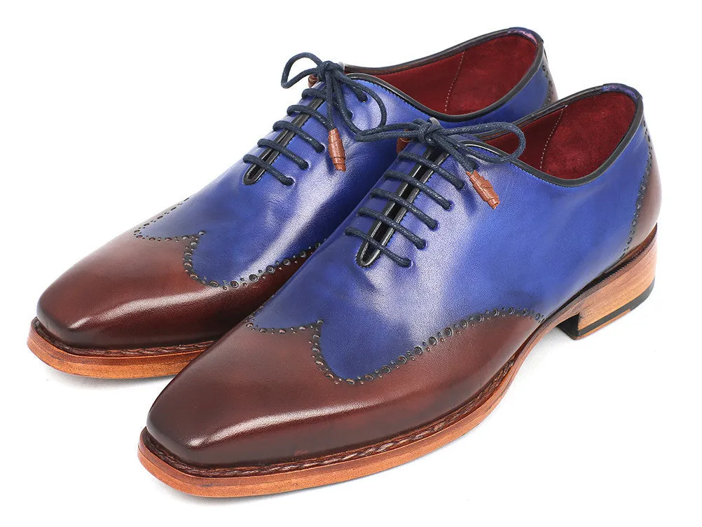 Paul Parkman Men's Goodyear Welted Wingtip Oxfords in Blue & Brown