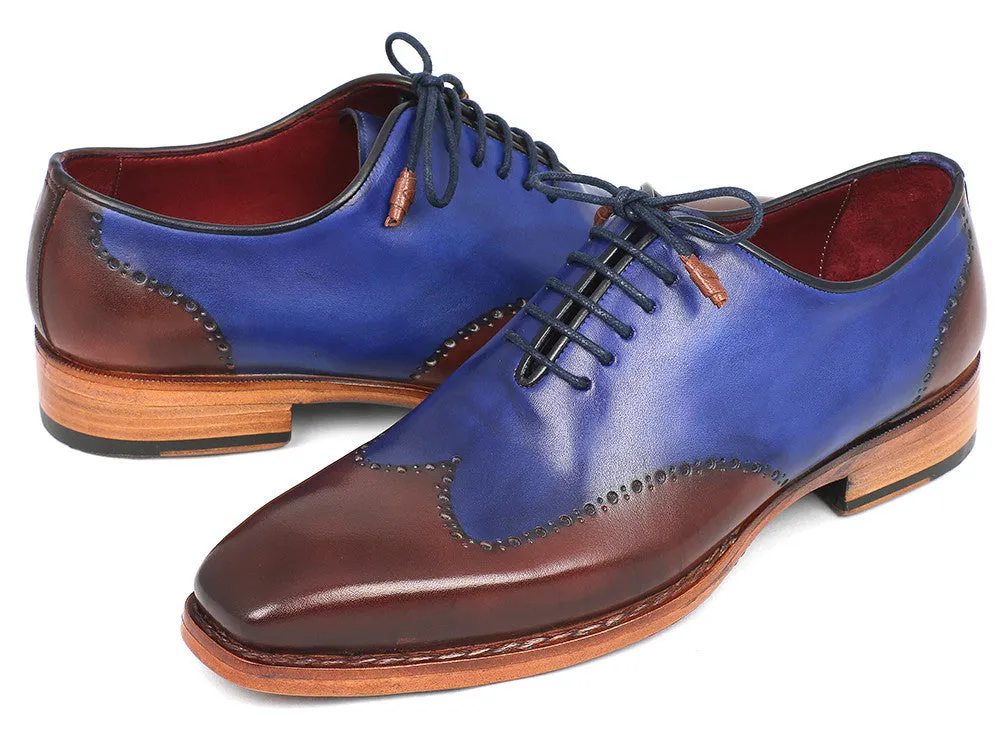 Paul Parkman Men's Goodyear Welted Wingtip Oxfords in Blue & Brown