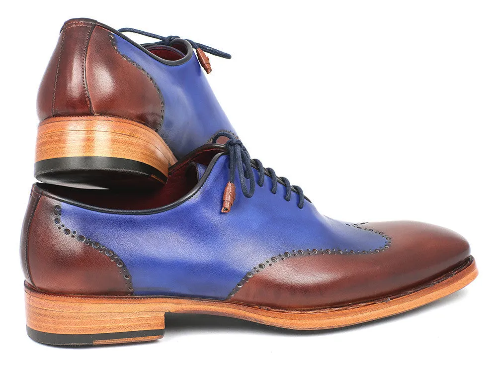 Paul Parkman Men's Goodyear Welted Wingtip Oxfords in Blue & Brown